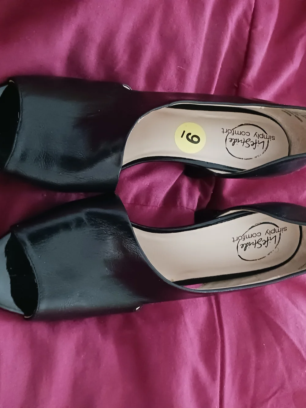 Life Stride Black Open-Toe Mid Heel Pumps - Caren- Simply Comfort - Picture 2 of 6